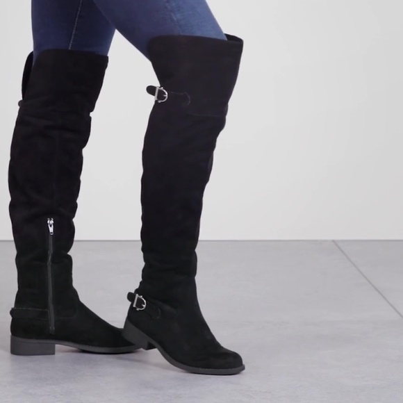 Buckled Straps Tailor Stitched Over The Knee Boots - Picture 7 of 8